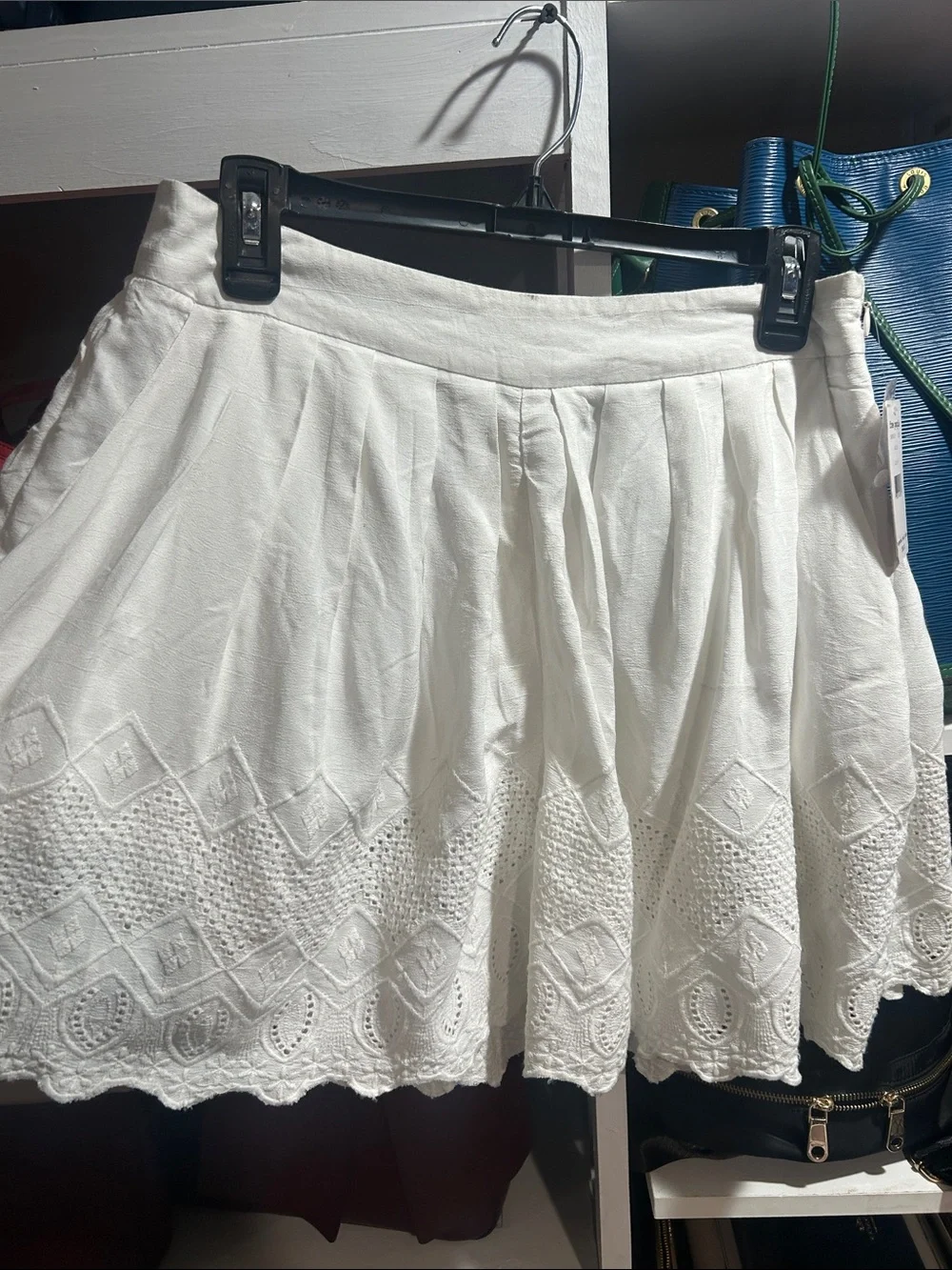 Free People white Eyelet Pleated Skater Skort - Picture 2 of 6